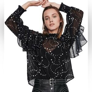 Maje Black Star Print Blouse
